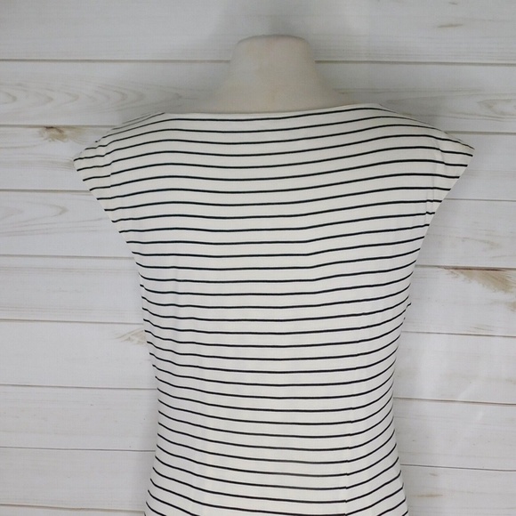 Ann Taylor LOFT Gathered Stripe Side Ruched Jersey Knit Pullover Dress ~ Large - Picture 8 of 11